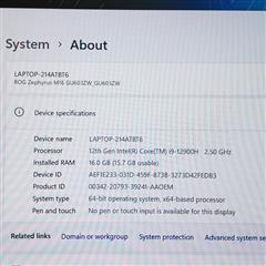 Asus ROG Zephyrus 2.5GHz Intel i9, 16GB RAM, 3070Ti, 1TB SSD - GU603ZW